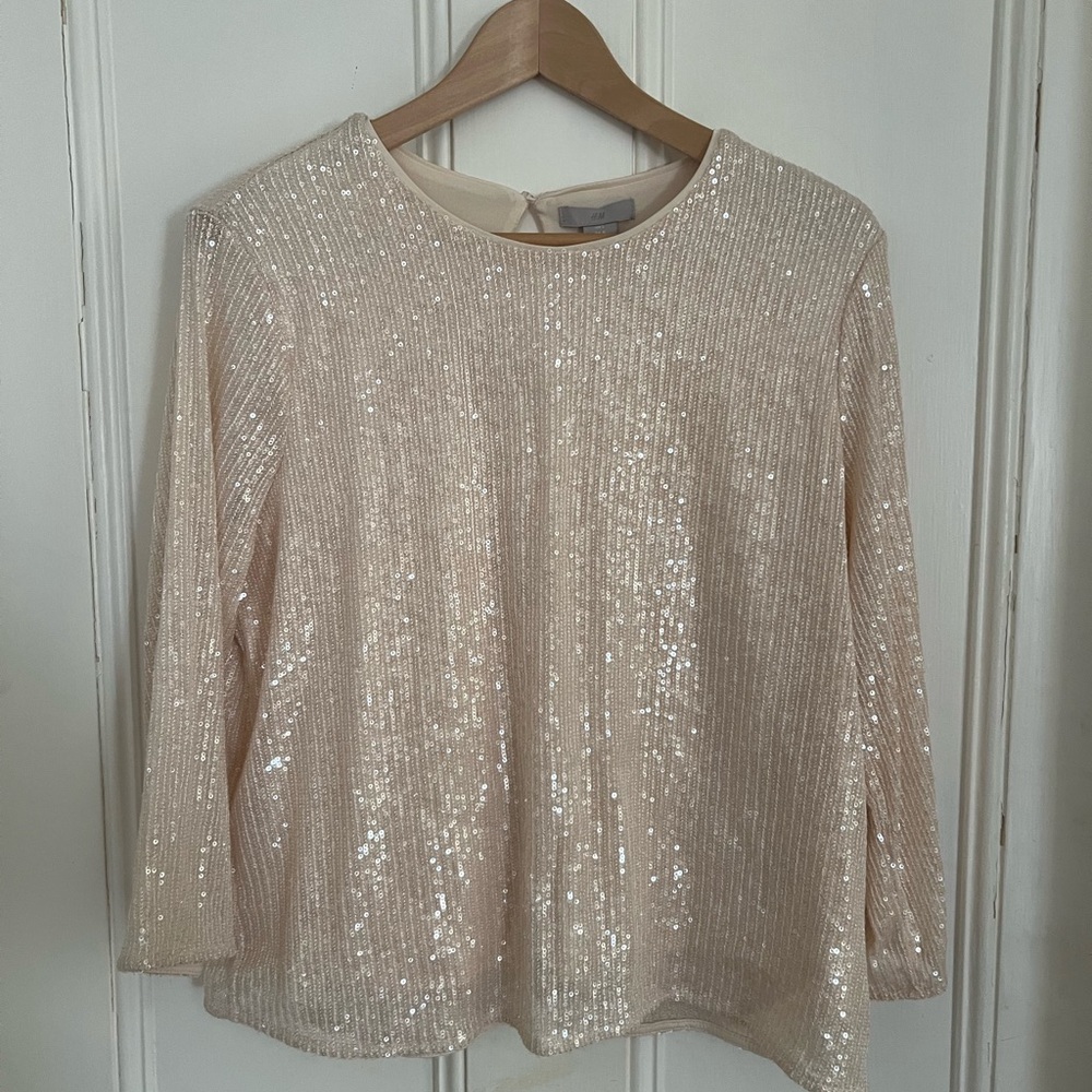 H&M blush sequin top, size L